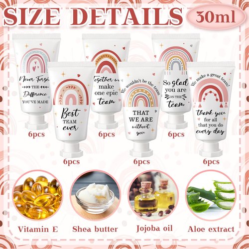 Sacubee 36 Pack Employee Appreciation Team Gifts Bulk Travel Size Hand Cream Inspirational Thank You Gifts Small Hand Lotions for Women Mothers Day Crna Nurse Teacher Employees Coworkers Staff