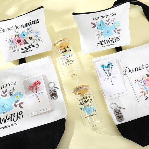 Aliceset 30 Pcs Christian Gifts for Women Inspirational Religious Gift Set Christmas Thanksgiving Present Bulk Included Bible Cola Cup Canvas Bag Cosmetic Bag Keychain Greeting Card for Women Mom