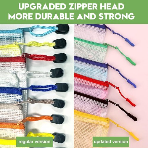 Skiennix 24pcs Mesh Zipper Pouch Bags - Waterproof A4 Document Organizers for Travel & Office Storage