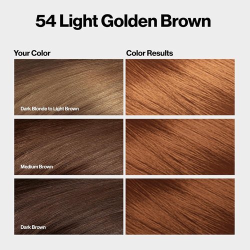 Revlon ColorSilk Permanent Hair Color - 100% Gray Coverage, Ammonia-Free, Vegan Keratin | 54 Light Golden Brown (Pack of 3)