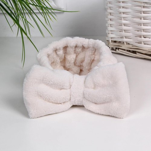 Skincare Microfiber Headbands by Spa - Soft, Stretchable Makeup & Yoga Hair Bands - Washable Terry Cloth, Cute Bowtie Design, 5-Pack