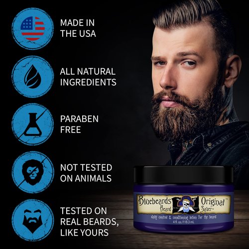 Bluebeards Original Leave In Beard Conditioner for Men - 4 oz Beard Saver Infused with Aloe & Lime - Beard Softener that Deeply Conditions and Moisturizes Your Moustache and Skin - Made in USA