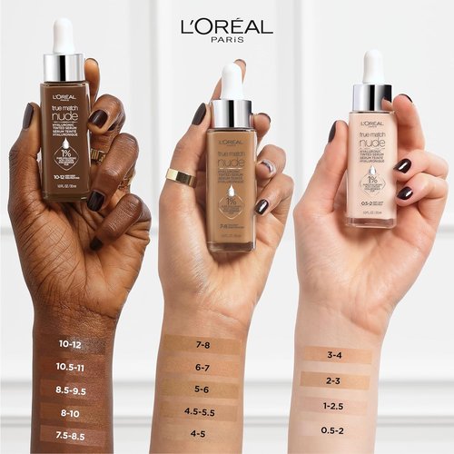 L'Oreal Paris True Match Nude Hyaluronic Tinted Serum Foundation - 1% Hyaluronic Acid, Very Light 0.5-2, 1 fl. oz.