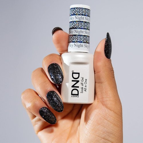 DND Gel Black Polish Set - UV/LED Gel Polish & Air Dry Nail Lacquer Duo | Chip-Free, 0.5 Fl Oz Each