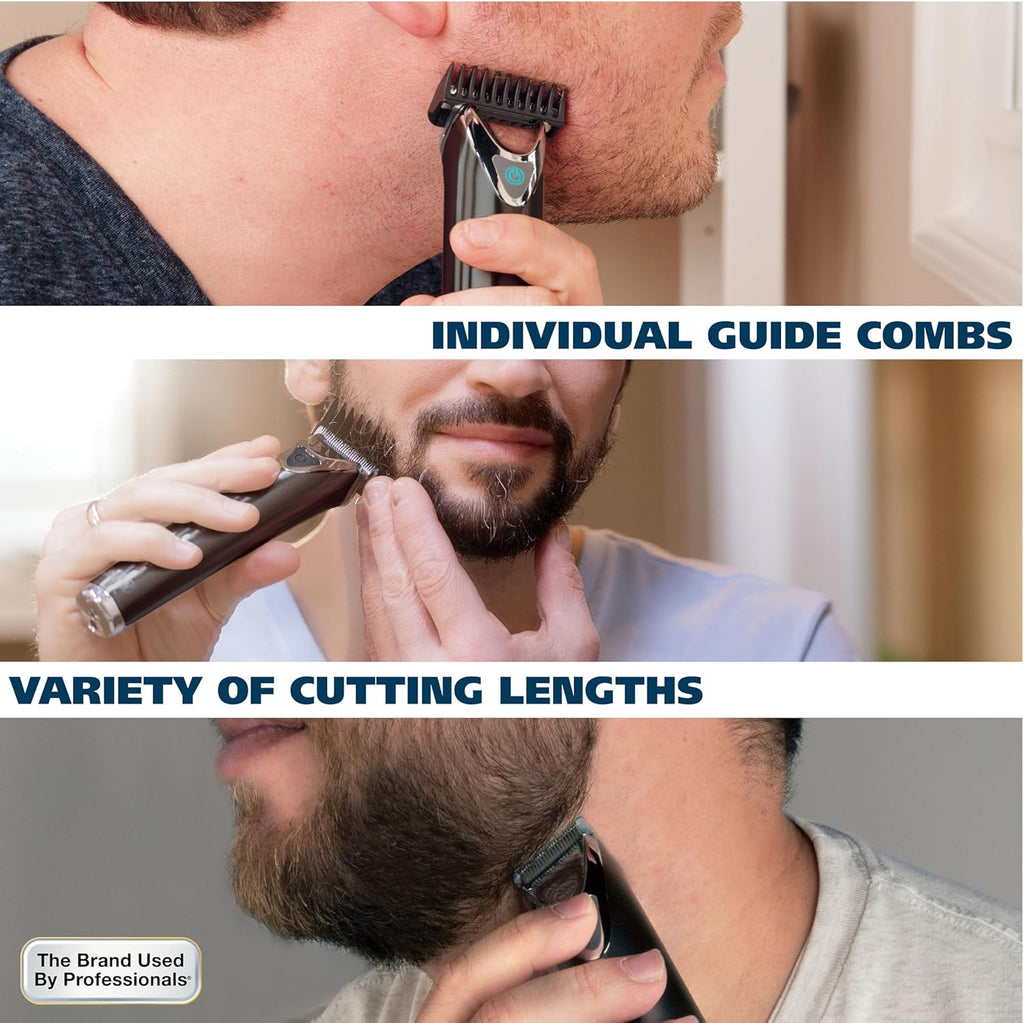 Wahl USA Stainless Steel Lithium Ion 2.0+ Beard Trimmer - Rechargeable Men's Grooming Kit | Electric Shaver & Nose Ear Trimmer