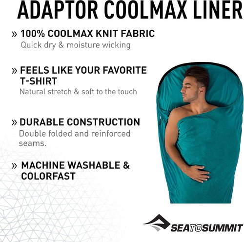 Sea to Summit Coolmax Sleeping Bag Liner - Lightweight Travel Bedding for Comfort & Warmth