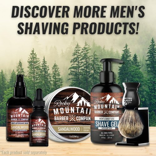 Shaving Cream for Men with Sandalwood Essential Oil - Thick Lather for Traditional and Cartridge Shaving - by Rocky Mountain Barber Company – 5oz Tin