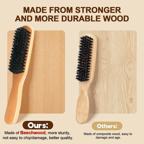 Boar Bristle Hair Brush - Smooth Flyaways & Frizz Control for Sleek Ponytails | Styling Comb for All Hair Types
