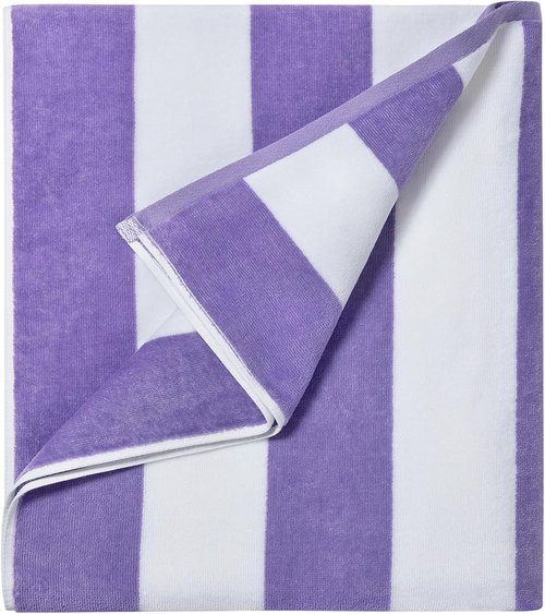 LULUHOME Large Oversized Beach Towel - Soft Cotton Striped Pool Towel 36 x 70 Inch | Purple for Adults