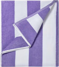 LULUHOME Large Oversized Beach Towel - Soft Cotton Striped Pool Towel 36 x 70 Inch | Purple for Adults