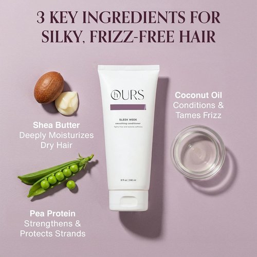 hOURS Sleek Week Smoothing Conditioner - Nourishing Coconut Oil & Pea Protein Formula | 8 oz - Sulfate-Free & Color Safe