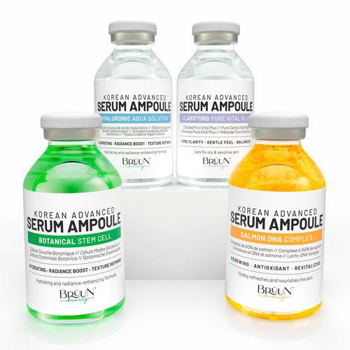 BRÜUN Advance Microneedling Korean Serum - 4 Different Booster Ampule Kit for Face and Body Including (AC + SC + SD + HY Control Serums) – Use with or without Dr Pen