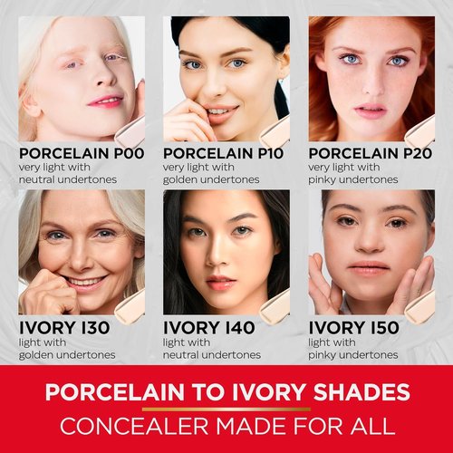 Mirabella Invincible Under Eye Concealer - Full Coverage Hydrating Formula with Hyaluronic Acid | Ivory I40