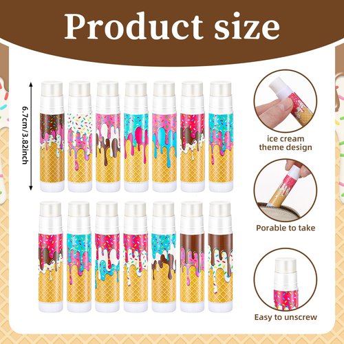 Maxcheck 48 Pcs Ice Cream Drip Lip Balm Bulk Baseball Ice Cream Drip Gift Set Summer Sport Party Goodie Favor for Team Gift Sport Camping Party Favors Birthday Gifts for Men Women, 12 Styles