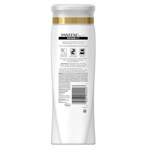 Pantene Pro-V 2 in 1 Shampoo & Conditioner - Sheer Volume with Collagen, 12.6 Ounce