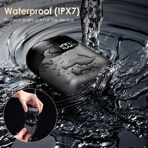 Electric Razor for Men, Foil Shaver and Beard Trimmer for Dry and Wet,Battery LED Display USB-C Fast Charge, IPX7 Waterproof Portable Travel Shaver (Charcoal Black)