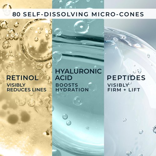 RoC Retinol Correxion Deep Wrinkle Non-Invasive Targeted Patches with Hyaluronic Acid + Firming Peptides for Forehead, 11 Lines, Crow’s Feet and Laugh Lines, (6 Patches) with Retinol Eye Packette