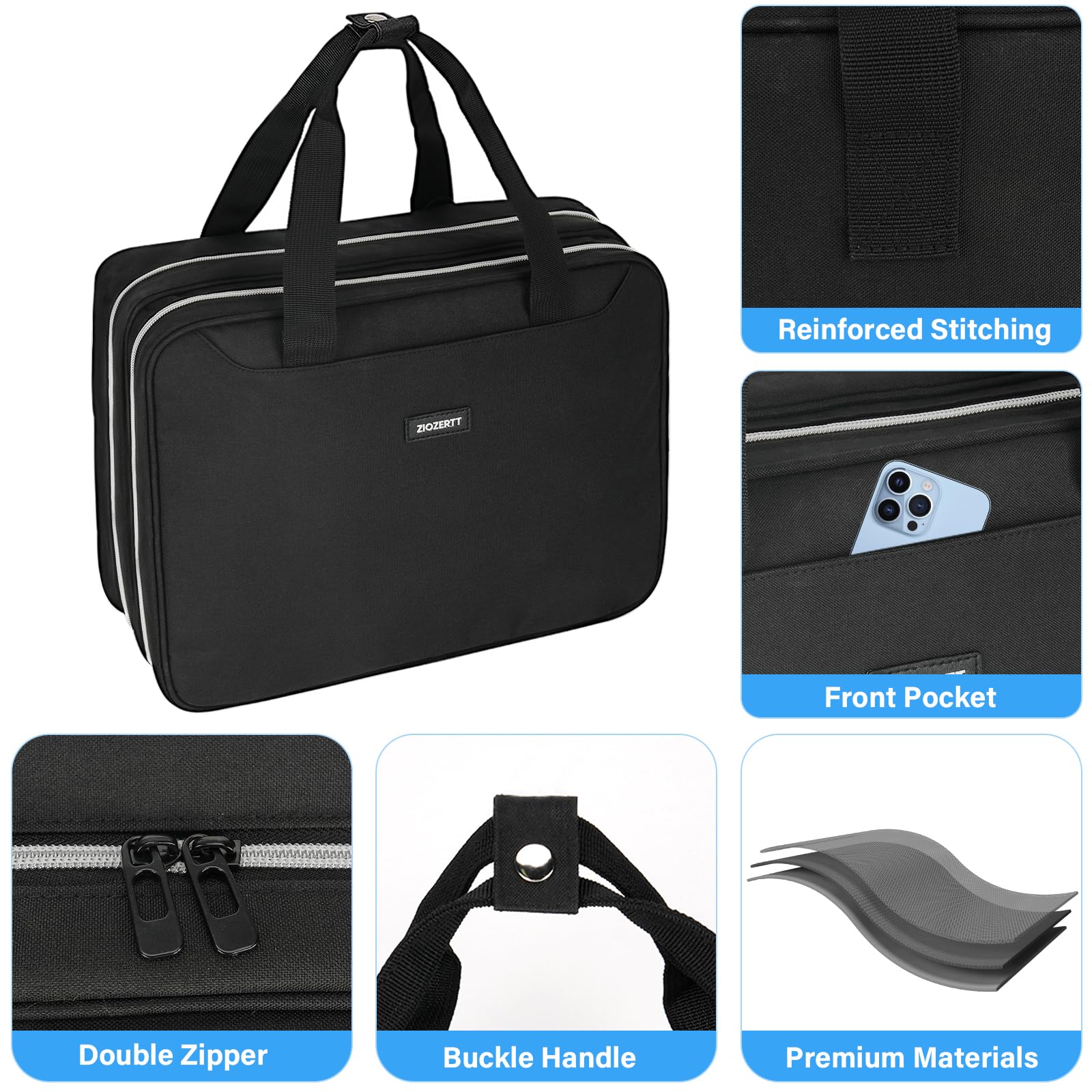 ZIOZERTT Tattoo Travel Case for Equipment and Supplies,Black,Bag Only