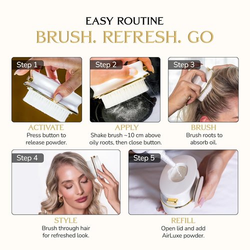DARCASE Premium Dry Shampoo Brush Applicator - 30ml Unscented Refillable Travel Size for Effortless Haircare