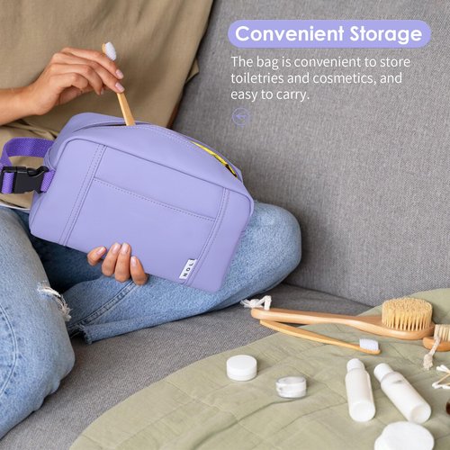 NOL Natural Organic Lifestyle Nylon Waterproof Makeup Bag Lightweight Travel Toiletry Bag for Adults, Reusable, Zip Closure with Buckle Handle, Snack Bag, Travel Cosmetic Bag,Light purple