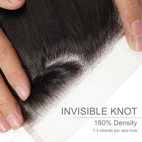 5x5 HD Lace Closure Human Hair Body Wave Virgin Human Hair Closure Invisible Transparent HD Lace Closure Pre-plucked Natural Black(16 Inch,Body Wave)
