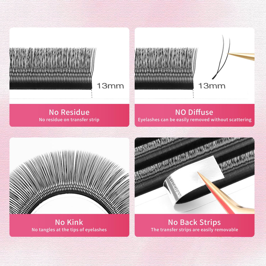 XIUSUZAKI Double Tips U Shape Eyelash Extension 0.07 D Curl Volume Premade Fans Matte Black Cluster Lash Extensions(U-Double Tips-0.07 D-8-15mmMIX)