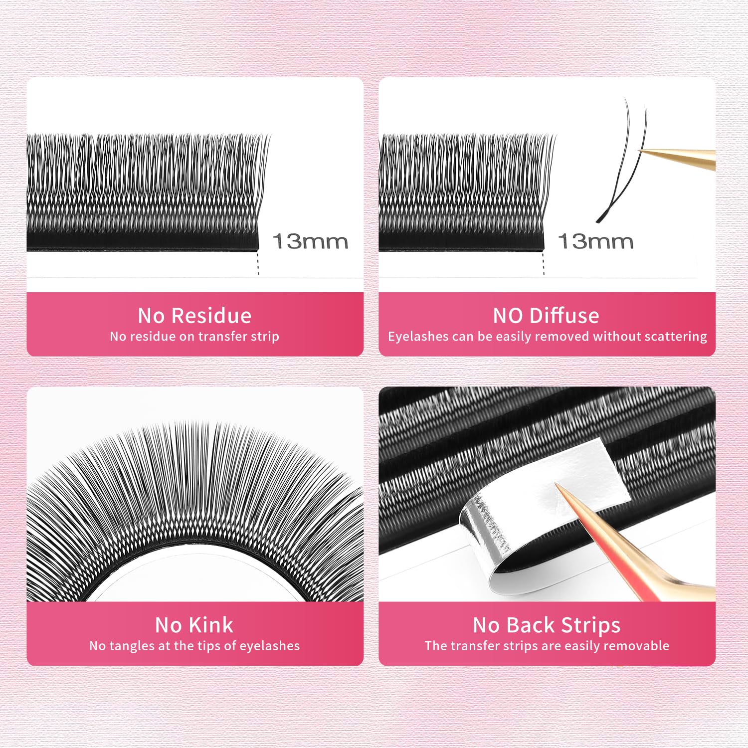 XIUSUZAKI Double Tips U Shape Eyelash Extension 0.07 D Curl Volume Premade Fans Matte Black Cluster Lash Extensions(U-Double Tips-0.07 D-8-15mmMIX)