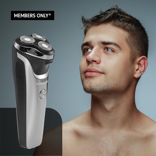 Members Only Electric Razor for Men, Lithium Metallic Cordless 3 Heads Rotary Shaver, Precision Trimming, Close Shave with Built-in Pop-up Trimmer, IPX6 Waterproof, USB Rechargeable Battery