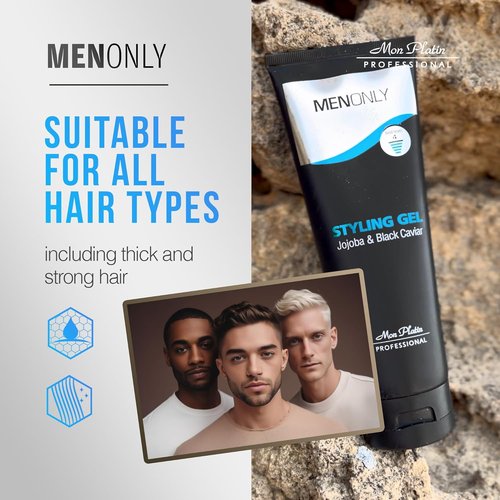 Mon Platin Men’s Hair Gel - Strong Hold Styling Gel with Jojoba & Black Caviar, 250ml