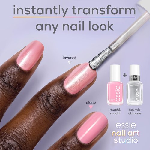Essie Nail Art Studio Chrome Polish - Vegan Silver Cosmic Chrome, 0.46 Fl Oz for Stunning Nails