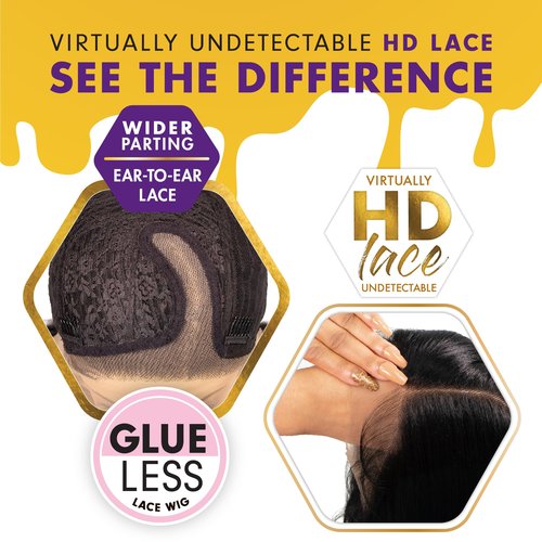 Sensationnel Butta Lace Wigs - Unit 1 Extra Wide 5 Inch Deep Parting Synthetic Preplucked Hairline Glueless Lacefront (1B OFFBLACK)