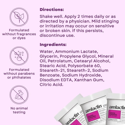 AmLactin Crepe Firming Cream - Therapeutic Skin Tightening Cream for Body – No-Scrub Exfoliator and Moisturizer, Skin Care with 15% Lactic Acid AHA, 12 oz (Packaging May Vary)