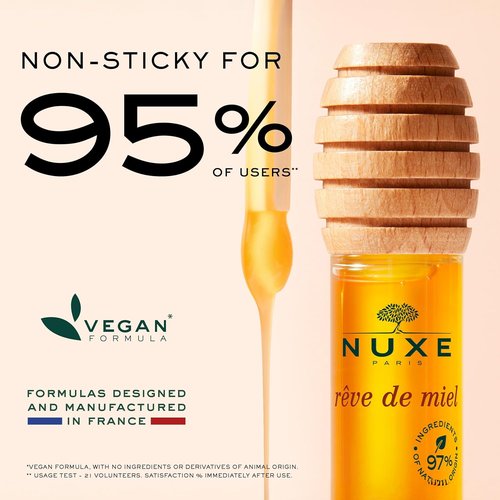 NUXE Rêve de Miel Honey Lip Gloss - Moisturizing Vitamin E & Lavender Formula, 0.33 Fl Oz