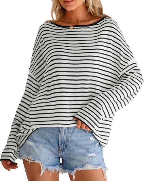 Arach&Cloz Women's Linen Blend Beach Cover-Up - Oversized Off-Shoulder Summer Top