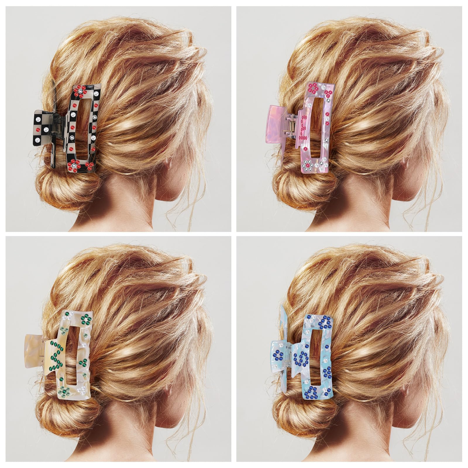 Yuxung 10 Sets DIY Hair Claw Clips Kit Acrylic Claw Clip with Resin Rhinestones Pearls Little Jewelry Decor for Girl's Night Sleepovers Party Supplies Aesthetic Hairpin for Women Adult Craft DIY