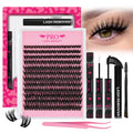 PROLASHBEAUTY Spider Lash Clusters Kit 3D Volume Lash Clusters 144Pcs Breeze Eyelash Clusters DIY Lash Extension Kit with Lash Bond and Seal Lash Remover Applicator (Sunrise,8-18mix)