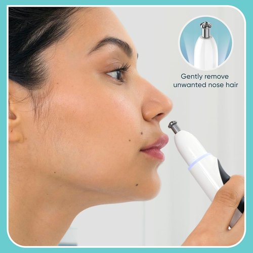 Conair GIRLBOMB Nose Hair Trimmer - Battery-Operated Face Hair Removal for Women | Diamond-Shaped Blade & LED Light