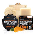 Viori Citrus Yao Shampoo & Conditioner Bar Set - Handcrafted Rice Water Formula for Hair Growth | Eco-Friendly Bamboo Holder