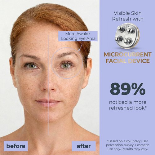 DEZALON Microcurrent Facial Device, Face Massager Tool, Eye and Neck Massager, Face Roller, Beauty Tools for Relaxing Facial Massage and Skin Care Routine, Gold Color