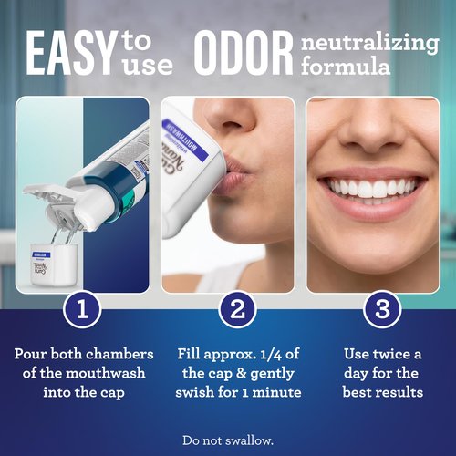 GuruNanda Teeth Whitening Dual Barrel Oxyburst Mouthwash - Alcohol & Fluoride Free, Hydrogen Peroxide to Promote Whiter Teeth - Wild Mint - 3x20 Fl Oz
