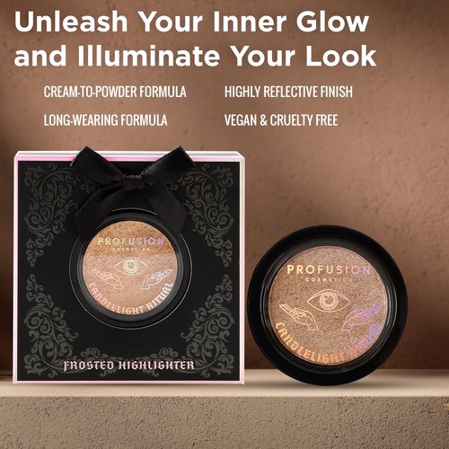 Profusion Cosmetics Candlelight Ritual Highlighter - Richly Pigmented Cream-to-Powder with Gold Shimmer Finish, Vegan & Cruelty-Free