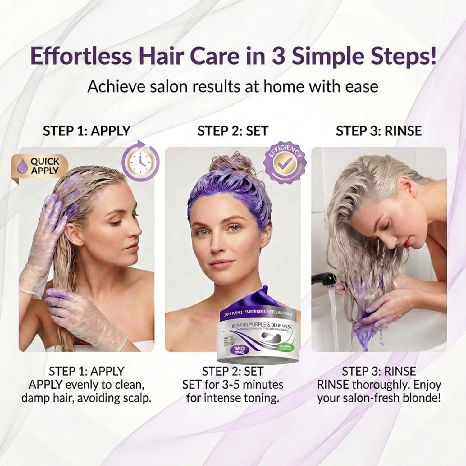 VITAMINS Keratin Purple Hair Mask - Deep Conditioner for Blonde, Silver, Gray & Brown Hair