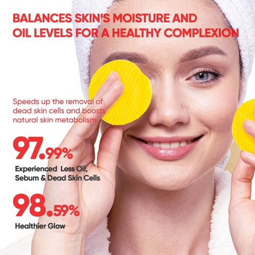 Turmeric Kojic Acid Cleansing Pads : 50pcs Turmeric Exfoliating Pad for Face - Balance Oil & Moisture, Gentle Round Cotton Pads for Face -Travel Friendly