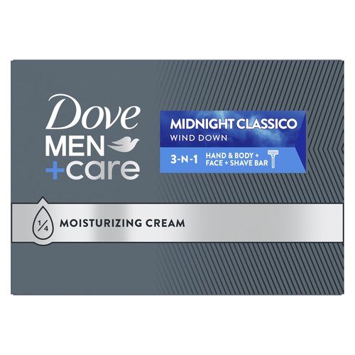 DOVE MEN + CARE Hand & Body Face + Shave Bar Midnight Classico 10 count For Hydrated, Smooth Skin 3.75 oz