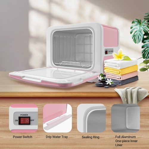 RyJaune Towel Warmer, 8.5L Towel Warmer Cabinet can Hold 12 Wet Facial Towels,Fast Heating with One-piece all-aluminum liner,Hot Towel Warmer Use for Spa,Hair Beauty,Salon - Pink