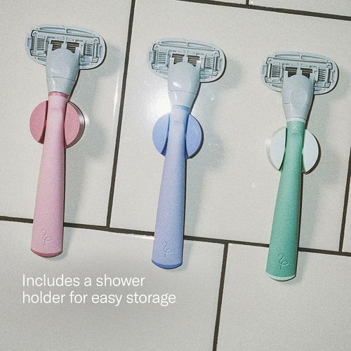 Flamingo Razors for Women, 1 Razor (Sage) Handle, 1 Razor Blade Refill, and 1 Shower Holder