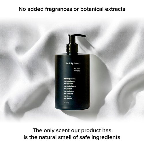 Boldly Basic Fragrance Free Lotion - Moisturizer for Dry and Sensitive Skin - Non Greasy - Unscented - Dermatologist Tested - No Sulfates, Parabens or Gluten - Hypoallergenic & Moisturizing