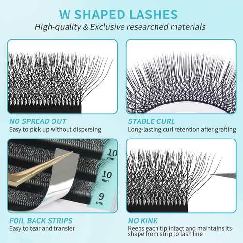 GLAMLASH W Eyelash Extensions 7D Russian Volume Premade Fan Natural Soft Matte Black False Lashes Professional Salon Supplies(7D,0.07,D,13mm)