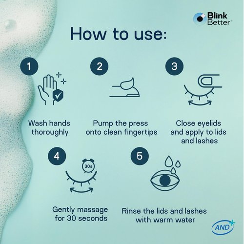 BlinkBetter BetterLids Foaming Eyelid Cleanser – Gentle Daily Foam for Eyelids, Eyelashe Wash & Face, Soothing Tea Tree Oil Formula with Ectoin & Centella, Non-Stinging, Preservative-Free, 2 fl oz