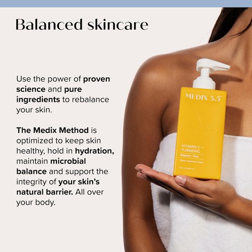Medix 5.5 Brightening Vitamin C Cream + Coconut Oil Moisturizer Skin Care Set | Body Cream & Face Lotion Bundle | Firming Body Lotion Set For Women, Crepey Skin Treatment, Wrinkles, Cellulite, 2PC